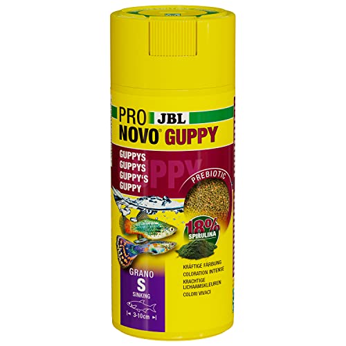 JBL PRONOVO GUPPY GRANO - Granulato per mangime per pesci, dosatore a clic, misura S, 250 ml