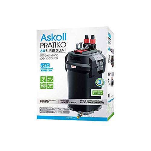 Askoll Pratiko 200 3.0 Super Silent Filtro Esterno per acquari Fino a 230 Litri New 2019, Nero