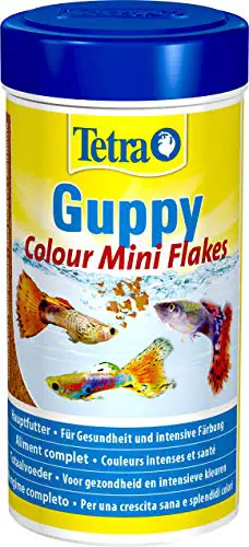 Tetra Guppy Colour, Mangime in mini fiocchi per Pesci Tropicali, 250 ml