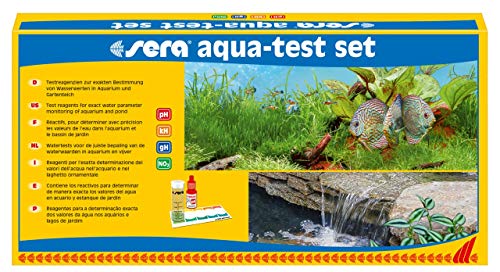 sera 04000 aqua-test, set di test per acquari e laghetti con i 4 principali test dell'acqua pH, GH,...