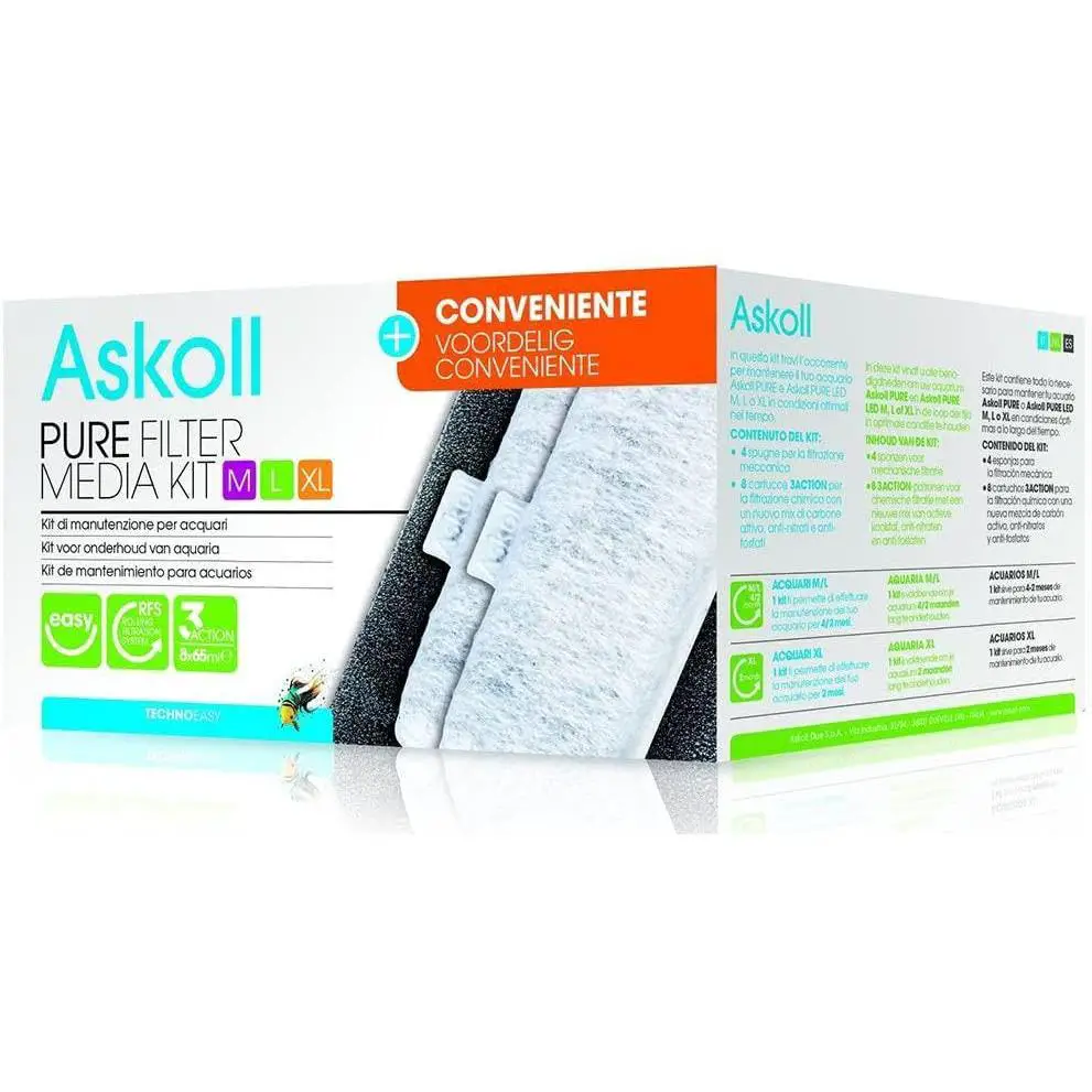 Askoll Pure Filter Media Kit M, L, XL and Convenient 3Action Cartridges by